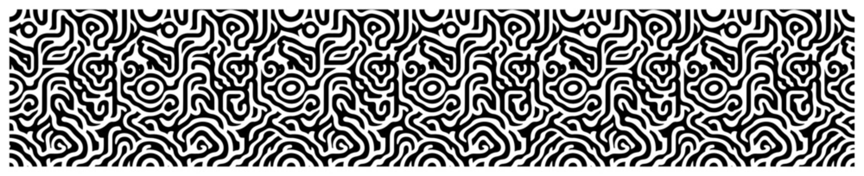 Labyrinthine lines and circular nodes in abstract geometric maze pattern style