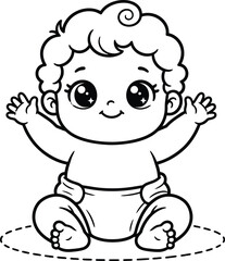 Fototapeta premium Cute baby colouring pages for kids printable activity book