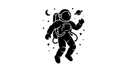 Astronaut floating in outer space silhouette © Pwqer