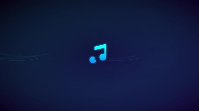beating music note icon with neon cyan frequency