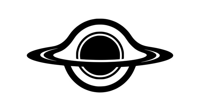 Black hole icon with planetary rings