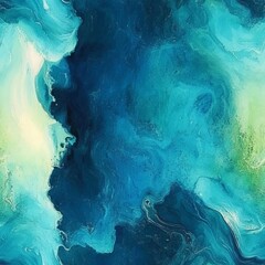 Fototapeta premium Abstract Macro Fluid Art Aesthetic Background With Teal Blue and Emerald Green Liquid Pour Paintings
