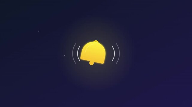 Bell Notification Icon with Swinging Alert and Ringing Waves