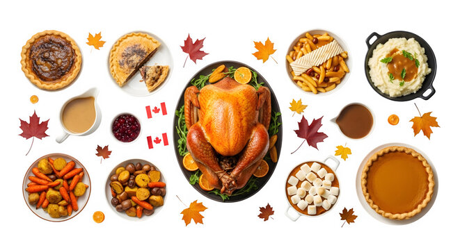 Canadian thanksgiving dinner isolated on transparent background