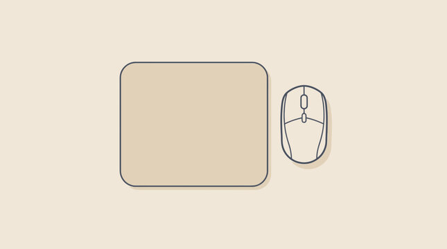 Minimalist flat vector illustration of computer mouse and mousepad