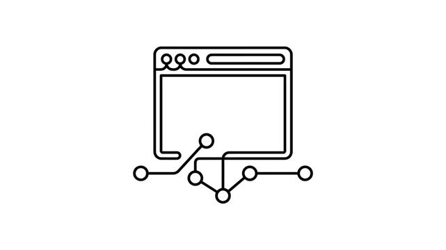 Line art of web browser window.