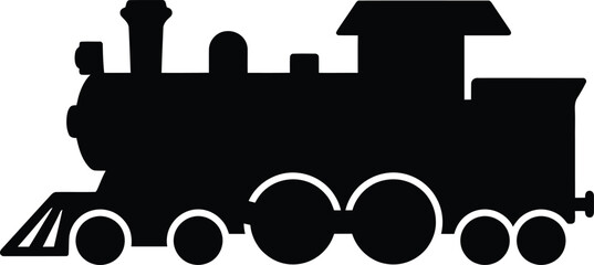 Silhouette vector old steam locomotive train side view travel graphic design © Thidul Islam