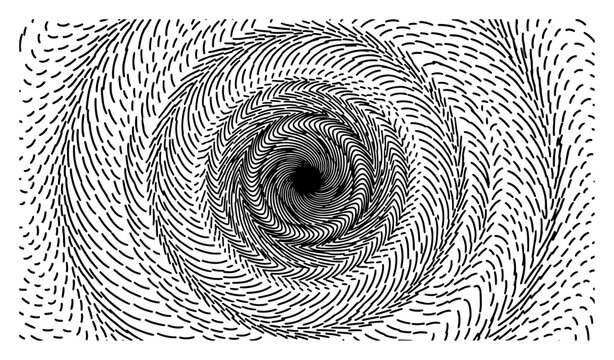 vortex spiral pattern with dashed curved lines in hypnotic optical style