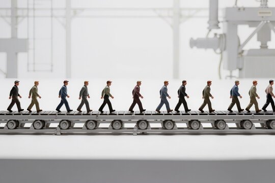 Cha&icirc;ne de production industrielle avec convoyeurs et ouvriers, concept d'automatisation, fabrication, industrie moderne, logistique et production manufacturi&egrave;re