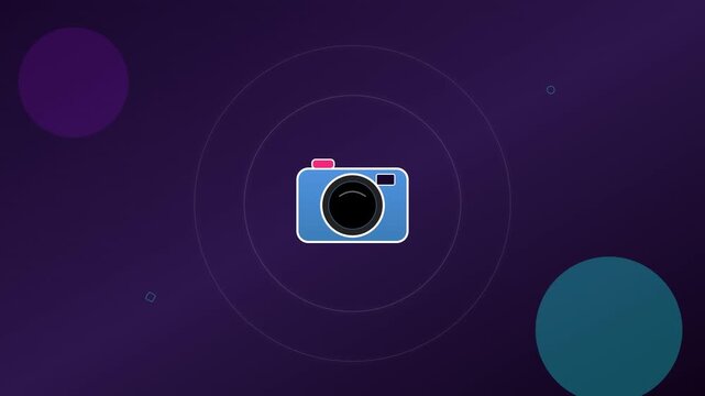 camera photography icon with white shutter flash rings