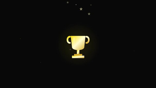 championship trophy winner icon with celebration sparkle stars