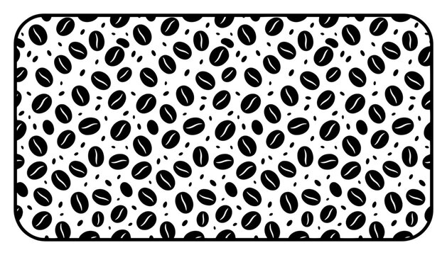Coffee beans seamless pattern framed inside rounded rectangle border