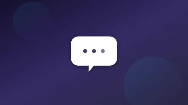 chat bubble comment icon with white typing dot animation