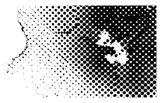 Halftone dots grunge gradient texture with distressed pop art screenprint effect