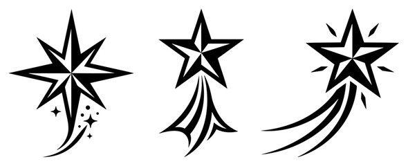 Shooting star icons with Christmas comet tails and spark design elements © Cristiano