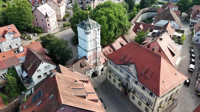 Frauentor Ravensburger Tor medieval gate tower in Wangen im Allg&auml;u