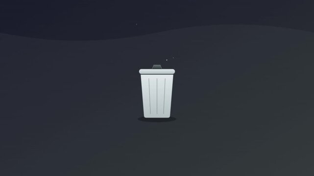 Clean Trash Can Icon With Falling Dust Particles