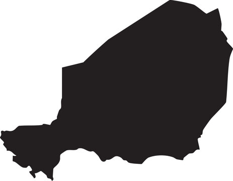 Niger country map silhouette a minimalist black vector illustration of the West African nation suitable for geography education and infographic designs