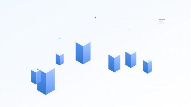 clean white isometric city growth tech animation