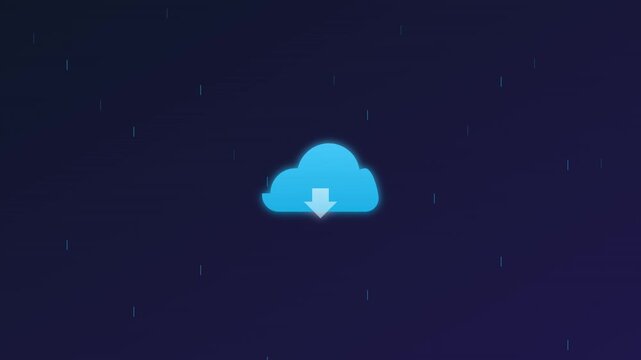 Cloud Download Icon In Vibrant Sky Blue Rain