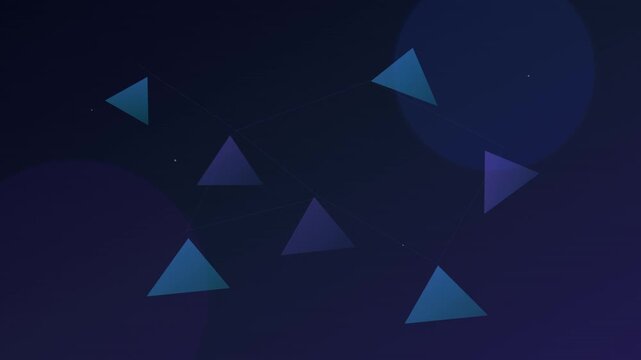 corporate blue geometric triangles connecting network animation