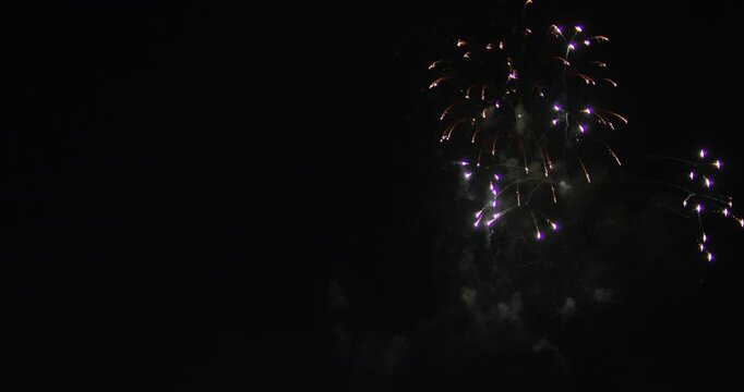 Many Colorful Fireworks Bursting In Night Sky On 4th Of July