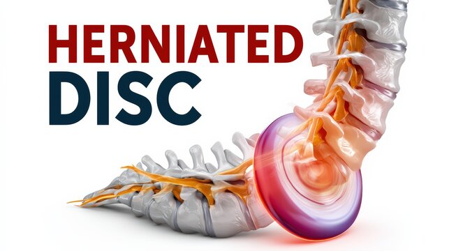 Herniated Disc Concept Showing Spinal Damage and Pain
