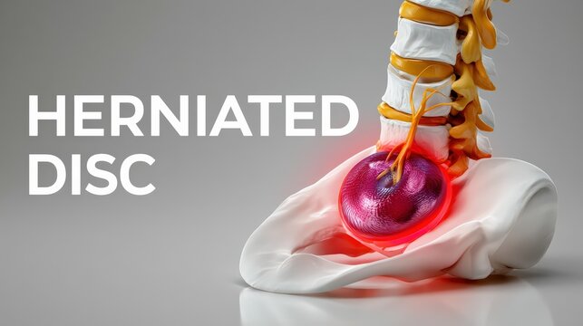 Herniated Disc Concept with Human Spine Anatomy and Pain Visualization