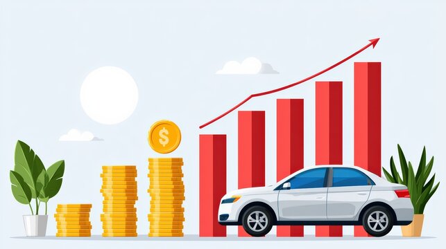 Car Value Appreciation with Rising Investment and Growth Chart