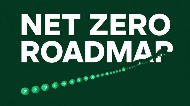 Net Zero Roadmap Concept with Airplane Trail and Growth