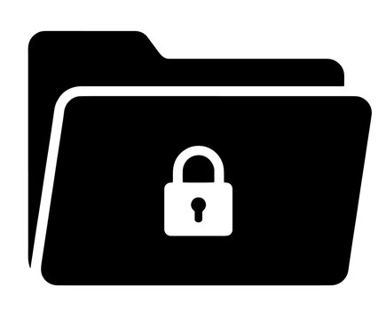 Folder icon with secure padlock symbol representing data privacy and confidentiality security protection
