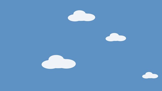 Animated blue sky animation 4k background, with floating white, clouds, minimalist 2, d motion for, creative projects and, digital presentations