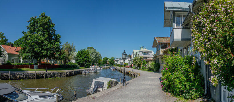 Scenic and idyllic town of Trosa in Sweden at summer