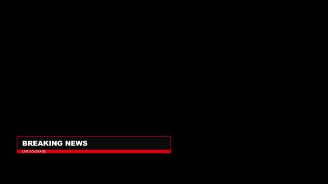 Breaking news live coverage lower third overlay for broadcast media and digital journalism animation 4k