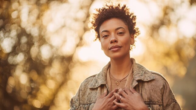Sunlit outdoor portrait of an individual conveying personal value, care, and inclusion