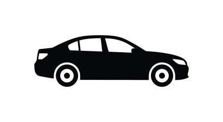 Fototapeta premium Sedan Car Silhouette On White Background Minimalist Automotive Design