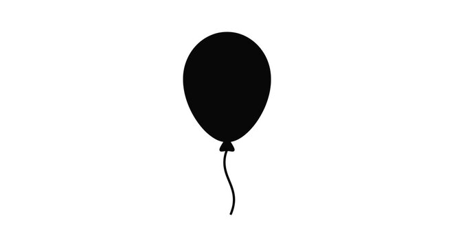 Black balloon silhouette on a white background simple graphic design element
