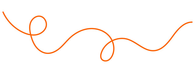 Continuous orange line drawing with curly loops and smooth wave curves © Risad