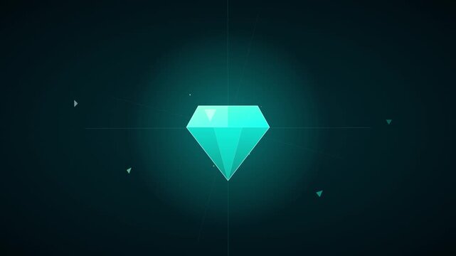 cyan diamond icon with sparkling luxury gemstone reflections