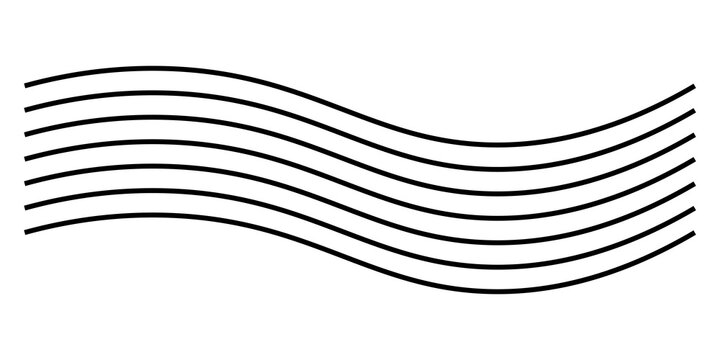 Abstract set of parallel wavy black lines on a clean design