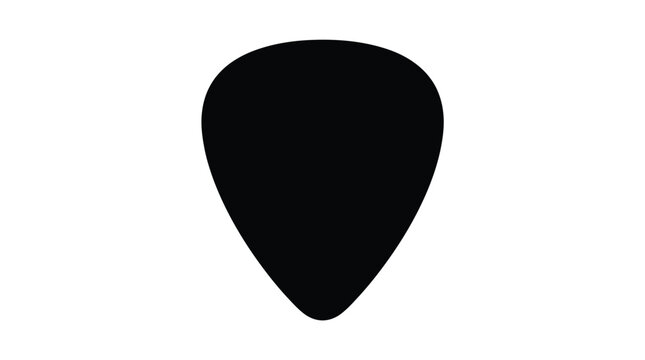 Minimalist black guitar pick vector illustration featuring a simple flat design for modern musical projects