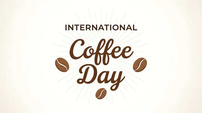 International Coffee Day Celebration with Coffee Beans and Rays