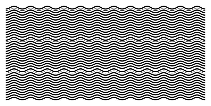Horizontal wavy lines abstract water ripple pattern in black and white style