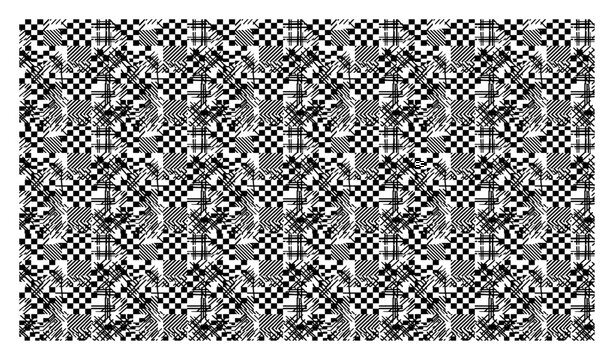 Distorted grid pattern with glitch texture and geometric chaos in abstract style