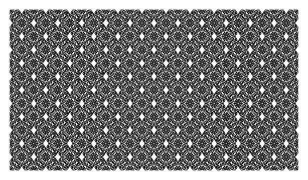 Geometric floral star pattern with intricate symmetrical details in monochrome style