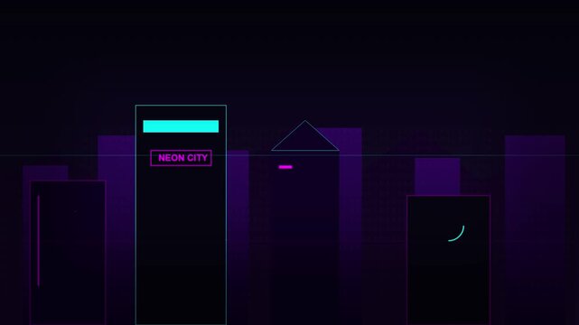 cyberpunk glitch cityscape night vector parallax animation