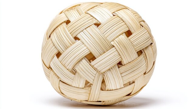 Traditional rattan sepak takraw ball isolated on white background.
