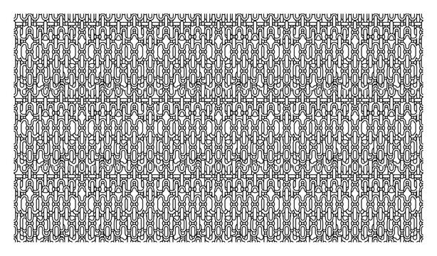 Interlocking loop pattern with vertical linear elements in technical abstract style