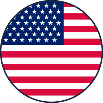 Round USA Flag Vector Illustration