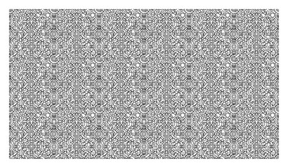 Fototapeta premium Intersecting geometric patterns with intricate line work in monochrome mosaic style